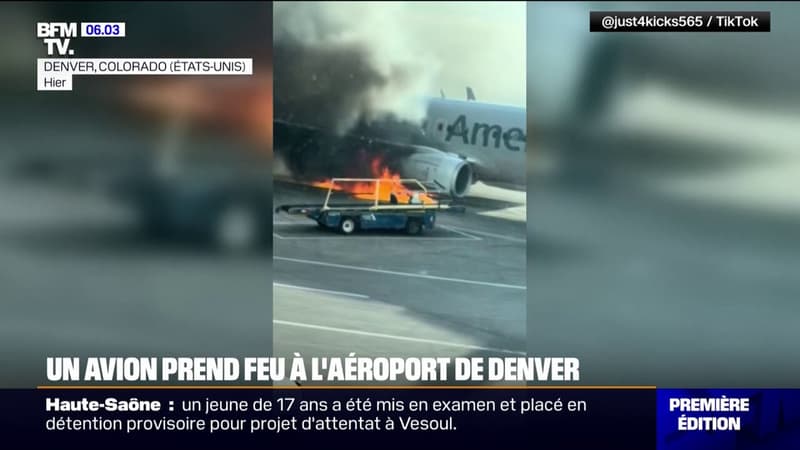 Un avion de ligne prend feu lors de l'atterrissage à l'aéroport de Denver, aux États-Unis