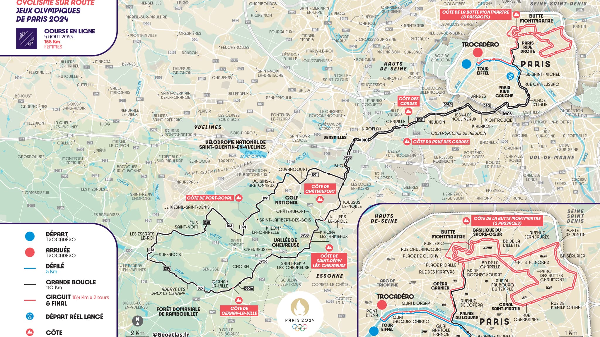 JO 2024: parcours de la course cycliste femme JO 2024: parcours de la course cycliste femme