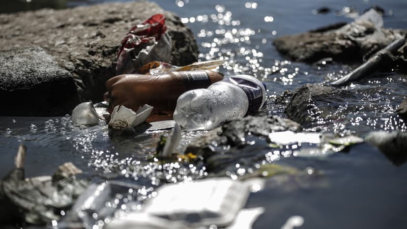 Des déchets plastiques sur les rives de la rivière Jukskei à Johannesburg, le 3 juin 2018 (Photo d'illustration)