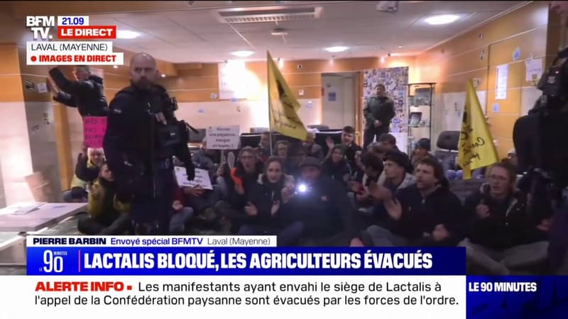 Laval: les manifestants qui ont envahi le siège de Lactalis à l'appel de la Confédération paysanne évacués par les forces de l'ordre
