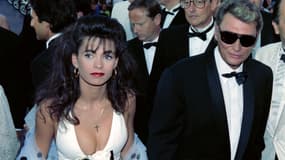 Adeline Blondieau et Johnny Hallyday, le 10 mai 1990