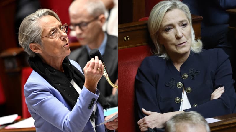 Elisabeth Borne et Marine Le Pen à l'Assemblée nationale.