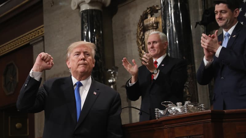 Donald Trump lors de son discours sur l'état de l'Union, au Congrès américain, le 30 janvier 2018.