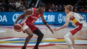 Shai Gilgeous-Alexander face à l'Espagne lors de la Coupe du monde de basket, le 3 septembre 2023.