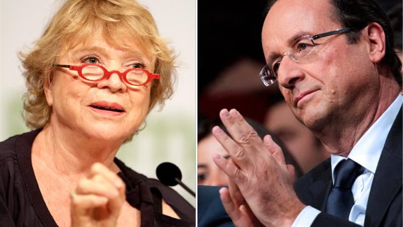 Eva Joly et François Hollande, candidats d'Europe Ecologie-Les Verts et du Parti socialiste à la présidentielle. Les deux formations ont conclu mardi un accord a minima en vue des échéances électorales de 2012, laissant de côté la question de la sortie du