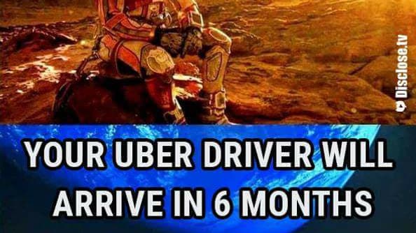 "Votre chauffeur Uber arrivera dans 6 mois" "Votre chauffeur Uber arrivera dans 6 mois"