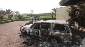 Dans l'enceinte du consulat américain à Benghazi, mercredi. L'ambassadeur des Etats-Unis en Libye Christopher Stevens et trois autres membres du personnel diplomatique américain ont péri mardi soir après avoir quitté ce bâtiment, pris d'assaut par des man