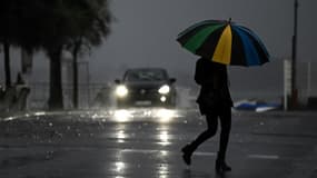 De la pluie à Arcachon (Gironde) dans l'ouest de la France le 1er novembre 2023