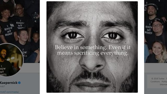 Le tweet de Colin Kaepernick avec la pub Nike