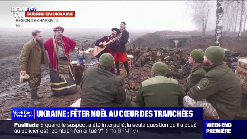 Ukraine: pour Noël, des comédiens divertissent les soldats sur le front