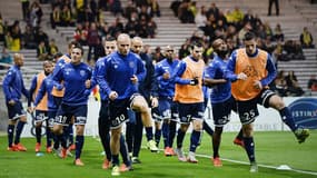 Les Troyens à l'échauffement avant leur match à Nantes en octobre 2015
