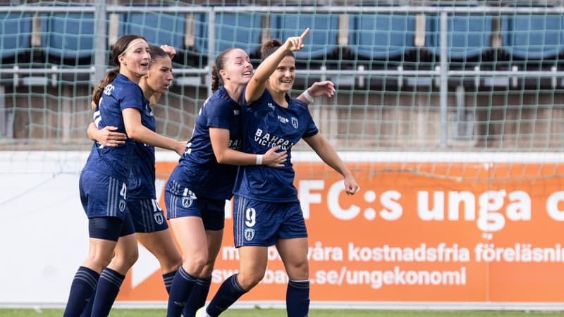 Ligue des champions : la joie de Mathilde Bourdieu et des joueuses du Paris FC, face à Arsenal le 9 septembre 2023
