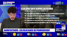 Colère des agriculteurs: les blocages se poursuivent en Normandie