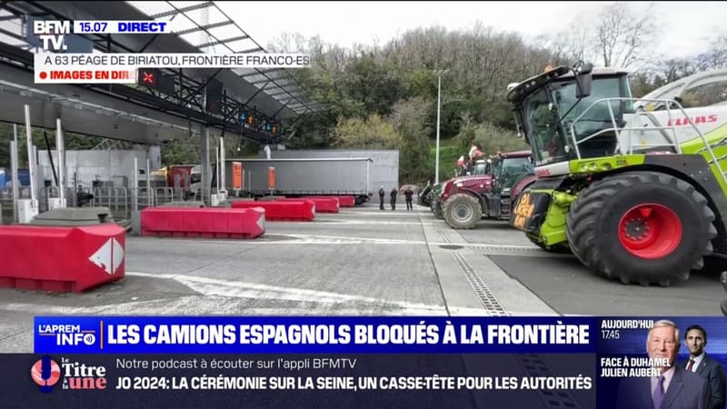 Pyrénées-Atlantiques: 300 tracteurs bloquent la frontière franco-espagnole dans les deux sens