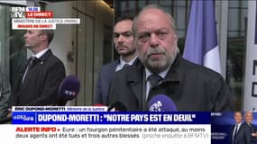 "Notre pays est en deuil": Éric Dupond-Moretti rend hommage aux deux agents pénitentaires morts après l'attaque d'un fourgon pénitentiaire dans l'Eure