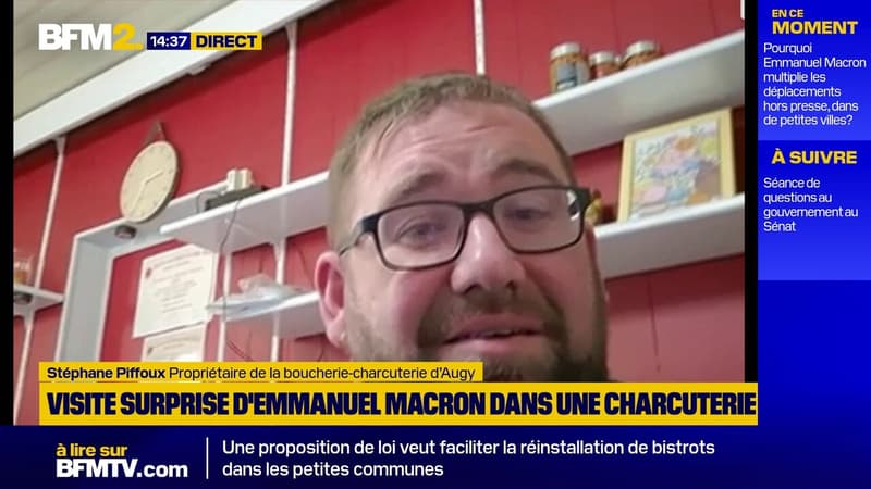 Visite de Macron à Augy: Stéphane Piffoux, propriétaire de la charcuterie, a été très surpris