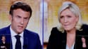 Emmanuel Macron et Marine Le Pen lors du débat télévisé du 20 avril 2022