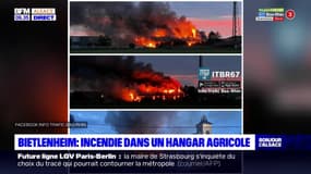Bas-Rhin: un incendie a ravagé un hangar agricole mardi soir à Bietlenheim 