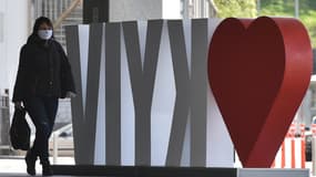 Un panneau "I love Kyiv" dans la capitale ukrainienne en avril 2020