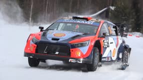 Le pilote français Adrien Fourmaux lors du rallye de Suède, le 13 février 2025, en WRC