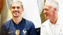Antoine Griezmann et Didier Deschamps tout sourire pendant une photo officielle des Bleus en novembre 2022