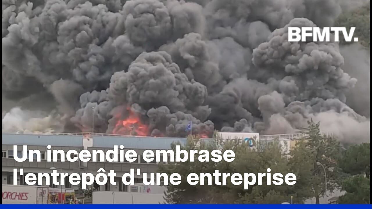 Alpes-Maritimes: impressionnant incendie dans un grand entrepôt