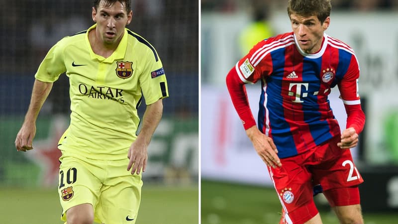 Lionel Messi (à gauche) rencontrera Thomas Muller (Bayern) ce soir au Camp Nou. 