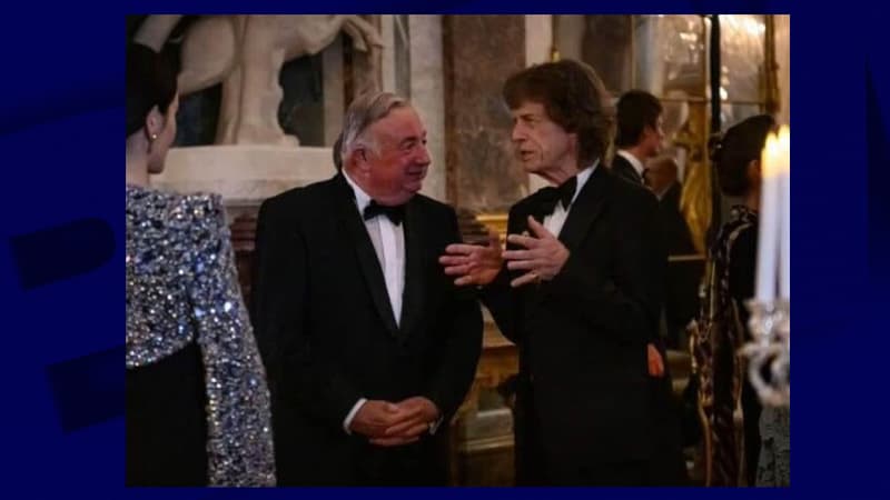 Ce que se sont dit Mick Jagger et Gérard Larcher lors du dîner d'État à Versailles pour Charles III