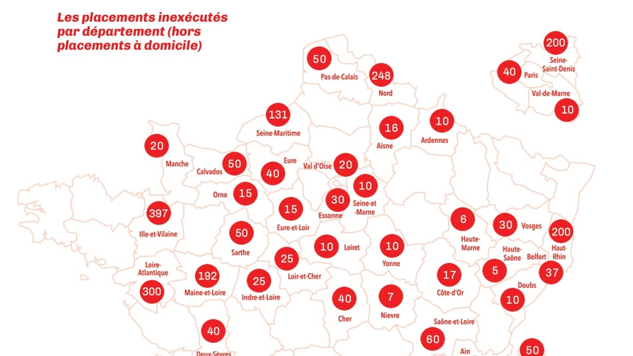 Carte des placements non exécutés en novembre 2023 Carte des placements non exécutés en novembre 2023