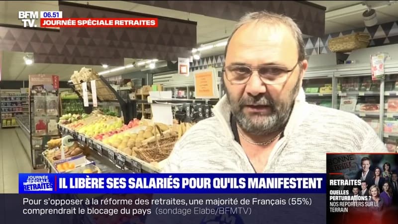 Dordogne: le gérant d'une supérette incite ses salariés à aller manifester contre la réforme des retraites