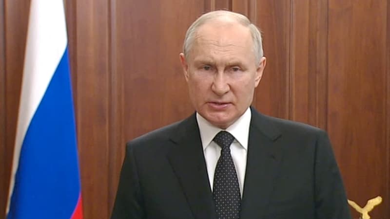 Vladimir Poutine s'exprime en direct à la télévision après la rébellion du groupe Wagner, le 24 juin 2023