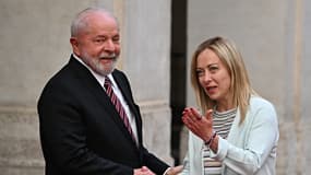 La Première ministre italienne Giorgia Meloni accueille le président brésilien Luiz Inacio Lula da Silva au Palazzo Chigi à Rome, le 21 juin 2023 (photo d'illustration).