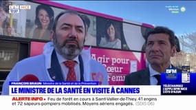 Le ministre de la Santé à la découverte du bus du cœur à Cannes