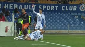 Téji Savanier lors de Montpellier-Troyes le 19 janvier 2022