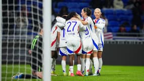 La joie des joueuses de l'OL face à Wolfsburg, le 17 décembre 2024.