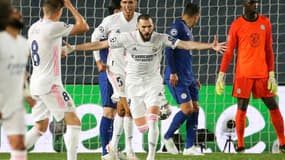 Karim Benzema lors du match Real-Chelsea, à Madrid le 27 avril 2021