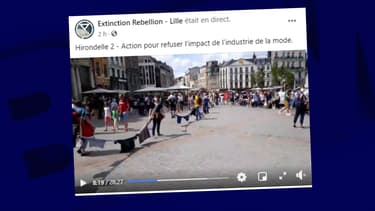 Une trentaine de militants d'Extinction Rebellion réunis à Lille pour dénoncer la Fast Fashion ce samedi 18 juillet