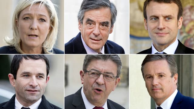Six candidats à l'élection présidentielle 2017. 