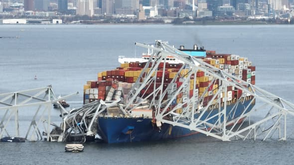 Le Dali, un cargo singapourien, a percuté un pont à Baltimore et provoqué son effondrement le 26 mars 2024.