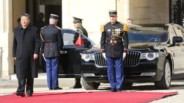 Xi Jinping, à son arrivée à l'Elysée ce lundi 25 mars 2019.