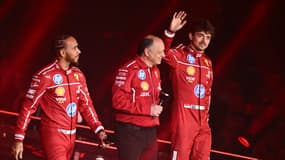 Lewis Hamilton, Frederic Vasseur, Charles Leclerc (illustration)