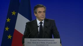 François Fillon lors de son discours à La Villette, le dimanche 29 janvier