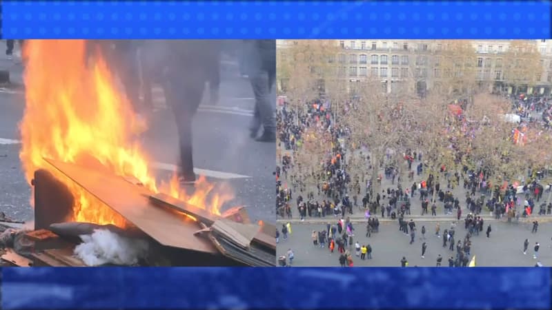 Tuerie à Paris: les images des heurts en marge de la manifestation sur la place de la République