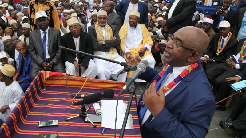 Azali Assoumani lors d'un meeting en janvier 2016.