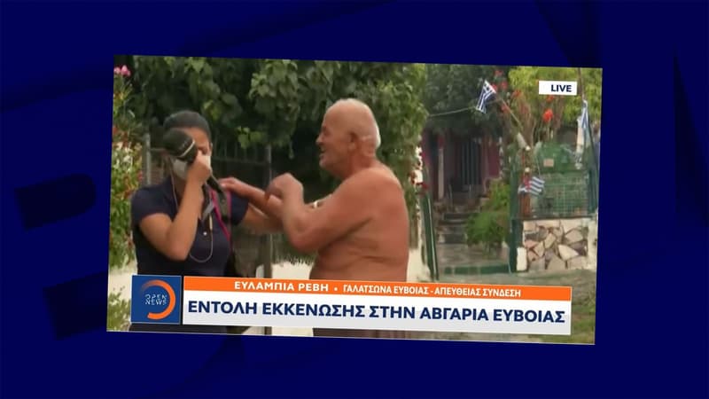 Eulambia Revi, une journaliste grecque, n'a pas pu contenir ses larmes au cours d'un échange avec un habitant de l'île d'Eubée, en proie aux flammes.