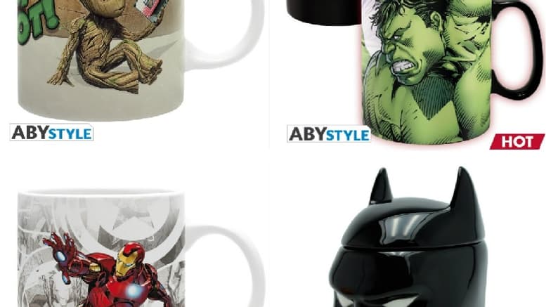 Des Mugs classique Groot ou Iron Man, des Mugs 3D Batman et des Mugs thermo-réactif Hulk Des Mugs classique Groot ou Iron Man, des Mugs 3D Batman et des Mugs thermo-réactif Hulk