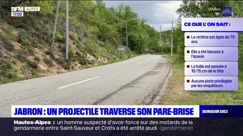Regarder la vidéo Saint-Vincent-sur-Jabron: une balle de fusil traverse le pare-brise d'un automobiliste, l'homme blessé