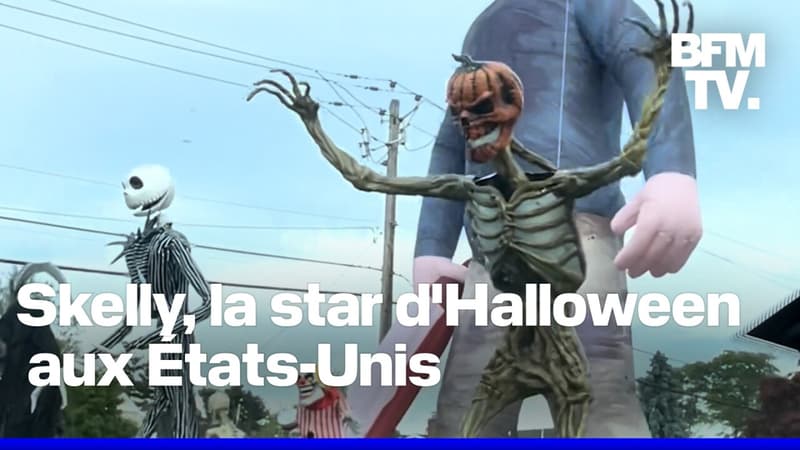 Halloween: aux États-Unis, les squelettes géants affluent dans tout le pays