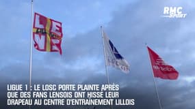 Ligue 1 : Des supporters lensois issent le drapeau sang-et-or au centre d'entraînement lillois