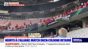 OGC Nice-Cologne: les images des violents incidents à l'Allianz Riviera
